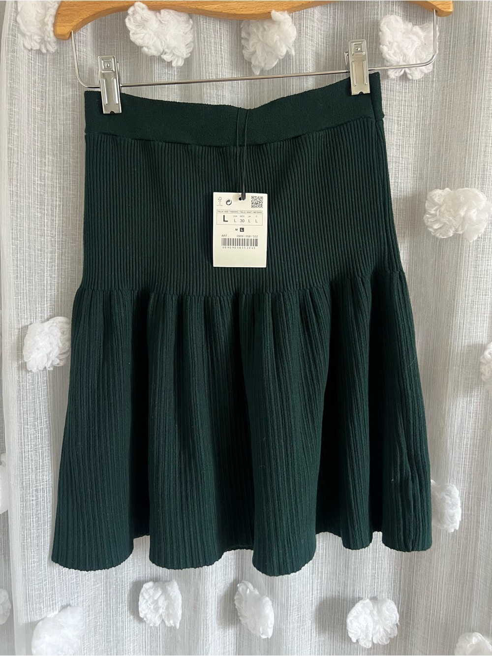 Zara Ribbed Dark Green Skirt